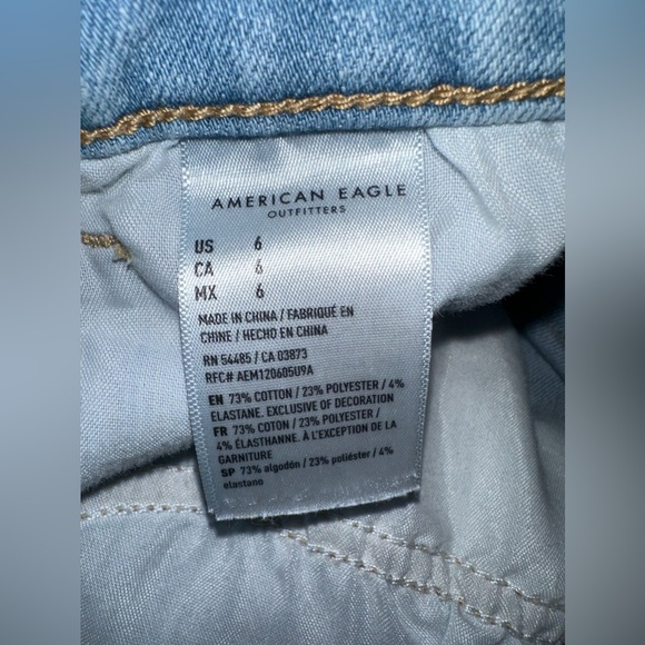 American Eagle The Dream Short MIDI Distressed Light Wash Shorts - Picture 9 of 13